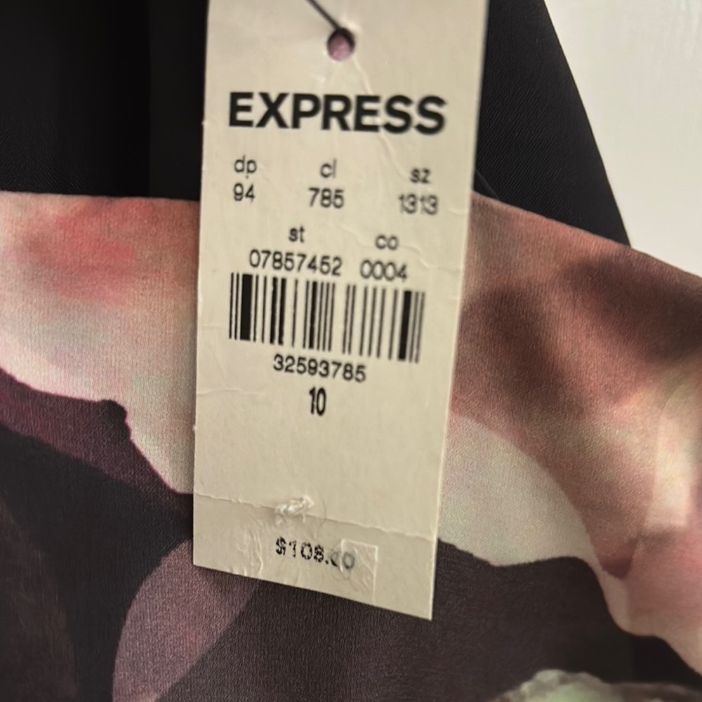 NWT Express Floral Ruffle Hem Dress size 10 formal - Picture 6 of 7